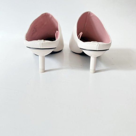 Zara Sculptural Kitten Heel Ecru (off) White Mules Slides, Size 37 EU (6.5-7 US) - Picture 5 of 15